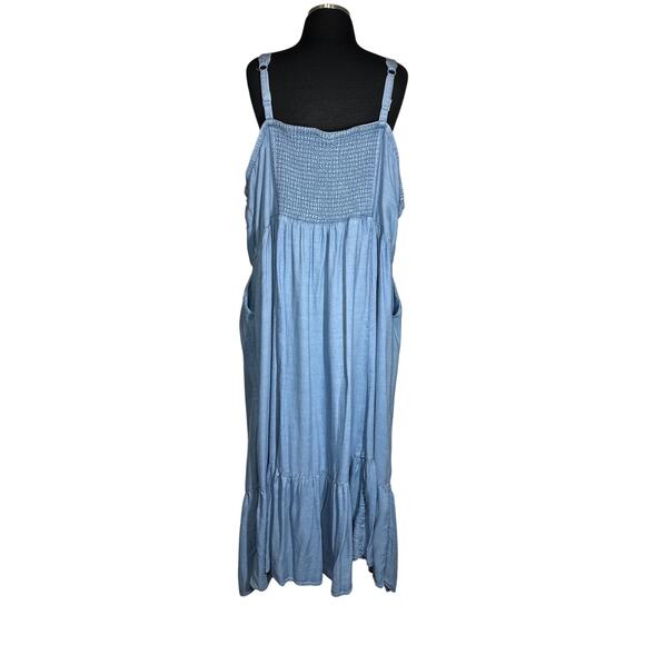 Torrid Tea Length Chambray Button Front Midi Dress Blue Sleeveless Sz 4X Casual - Picture 7 of 16